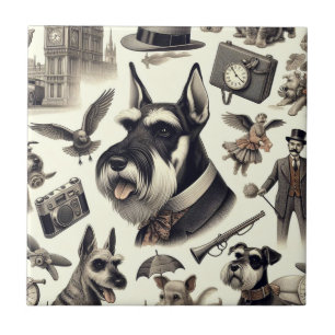 Vintag Schnauzer Nahtlos Fliese