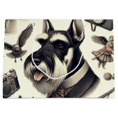 Vintag Schnauzer Nahtlos Große Geschenktüte (Vorderseite)