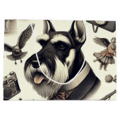 Vintag Schnauzer Nahtlos Große Geschenktüte (Rückseite)