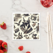 Vintag Schnauzer Nahtlos Serviette (Beispiel)