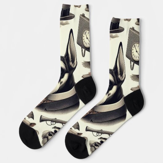 Vintag Schnauzer Nahtlos Socken (Linkes Detail)