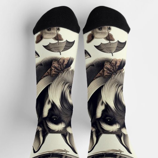 Vintag Schnauzer Nahtlos Socken (Oben)