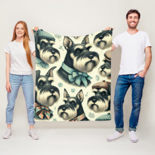 Vintag Schnauzer Nahtlose Illustration Fleecedecke