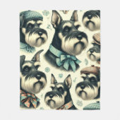 Vintag Schnauzer Nahtlose Illustration Fleecedecke (Vorderseite)