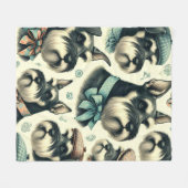 Vintag Schnauzer Nahtlose Illustration Fleecedecke (Vorderseite (Horizontal))