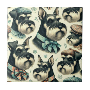 Vintag Schnauzer Nahtlose Illustration Fliese