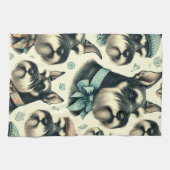 Vintag Schnauzer Nahtlose Illustration Geschirrtuch (Horizontal)