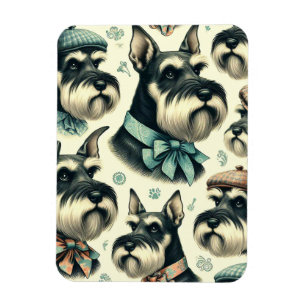 Vintag Schnauzer Nahtlose Illustration Magnet
