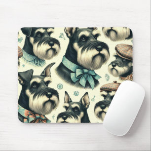 Vintag Schnauzer Nahtlose Illustration Mousepad