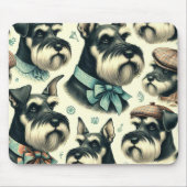 Vintag Schnauzer Nahtlose Illustration Mousepad (Vorne)