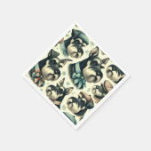 Vintag Schnauzer Nahtlose Illustration Serviette (Ecke)