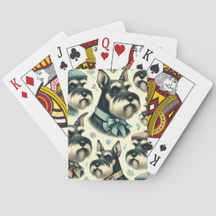 Vintag Schnauzer Nahtlose Illustration Spielkarten