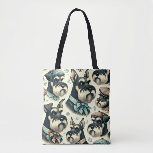Vintag Schnauzer Nahtlose Illustration Tasche (Vorderseite)