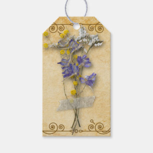 Vintag schöne Beige Getrocknete Blume mit Namen Geschenkanhänger