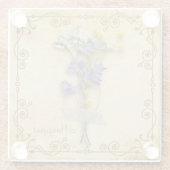 Vintag schöne Beige Getrocknete Blume mit Namen Glasuntersetzer (Rückseite)