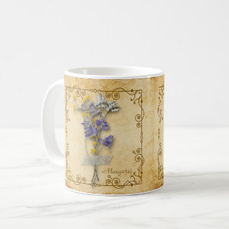 Vintag schöne Beige Getrocknete Blume mit Namen Kaffeetasse