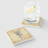 Vintag schöne Beige Getrocknete Blume mit Namen Steinuntersetzer (Seitenansicht)