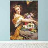 Vintag Schöne Blume Vendor Girl Leinwanddruck (Insitu (Holzboden))