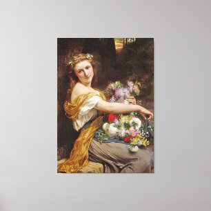 Vintag Schöne Blume Vendor Girl Leinwanddruck