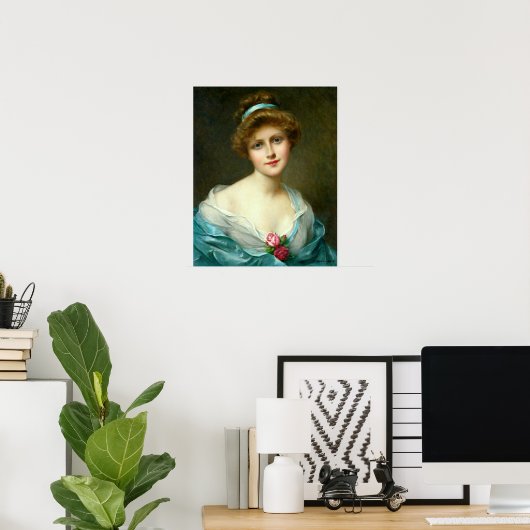 Vintag schönes Dame Green Dress Poster (Heimbüro)