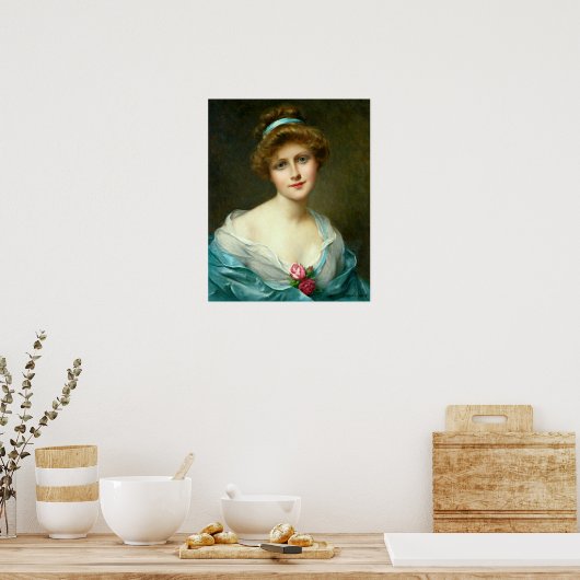 Vintag schönes Dame Green Dress Poster (Küche)