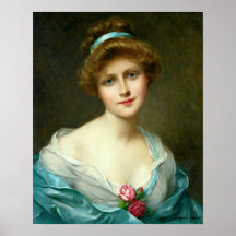 Vintag schönes Dame Green Dress
