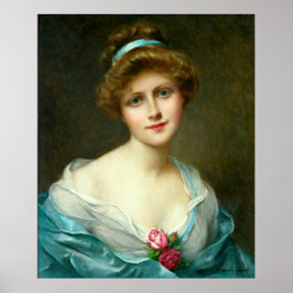 Vintag schönes Dame Green Dress Poster