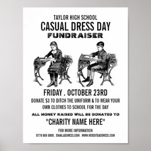 Vintag School, Lässig Dress Day Fundraiser Advert Poster
