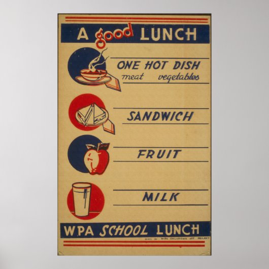 Vintag School Lunch Milk Poster (Vorne)