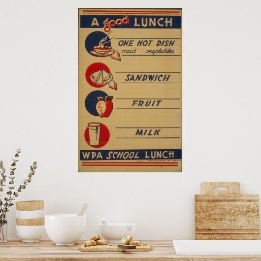 Vintag School Lunch Milk Poster (Küche)