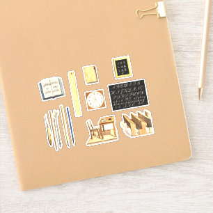Vintag School Supplements Set Scrapbooking Journal Aufkleber