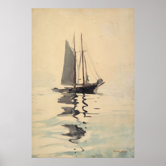 Vintag Schooner Sailboat Aquarellmalerei Poster (Vorne)
