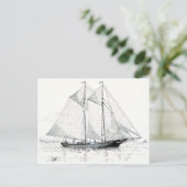 Vintag Schooner Sailboat Postkarte (Stehend Vorderseite)