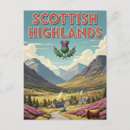 Vintag Schottland Highlands Travel Postkarte