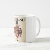 Vintag Schottland Travel - Retro Scottish Bagpiper Kaffeetasse (VorderseiteRechts)