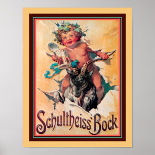 Vintag Schultheiss Bock Beer Ad Poster