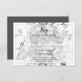 Vintag Schwarz-Grau-Weiß-UAWG RSVP Karte (Vorne/Hinten)