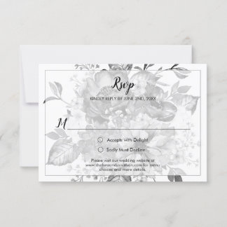 Vintag Schwarz-Grau-Weiß-UAWG RSVP Karte