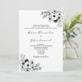 Vintag Schwarz und Weiß auf einer Hochzeit Einladung (Stehend Vorderseite)