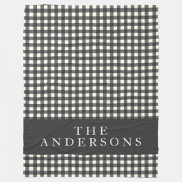 Vintag Schwarz und Weiß Gingham Kariert Personalis Fleecedecke
