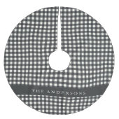 Vintag Schwarz und Weiß Gingham Kariert Personalis Polyester Weihnachtsbaumdecke (Vorderseite)
