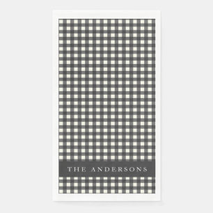 Vintag Schwarz und Weiß Gingham Kariert Personalis Serviette