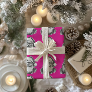 Vintag Schwarz und Weiß - heiß rosa Geschenkpapier