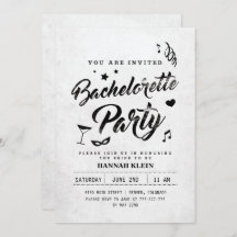 Vintag Schwarz-Weiß-Bachelorette Einladung