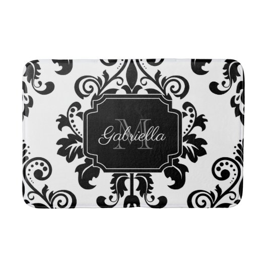 Vintag Schwarz/Weiß Badematte (Vorderseite)