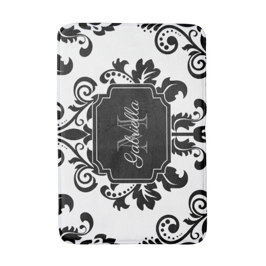 Vintag Schwarz/Weiß Badematte (Vorderseite Vertikal)