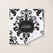 Vintag Schwarz/Weiß Badhandtuch Set (Waschlappen)