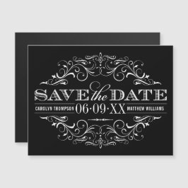 Vintag Schwarz-Weiß-Blüh Save the Date Magnetkarte