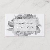 Vintag Schwarz-Weiß-Blüten Visitenkarte (Vorderseite)