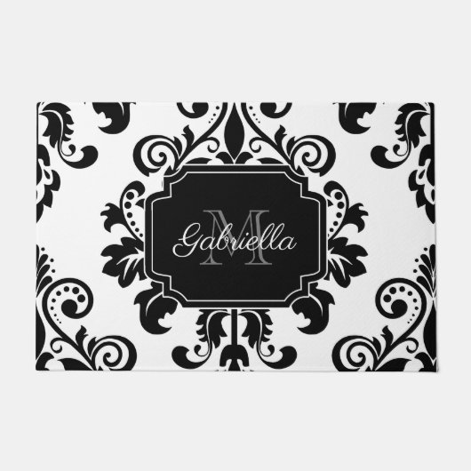 Vintag Schwarz/Weiß Fußmatte (Vorderseite)